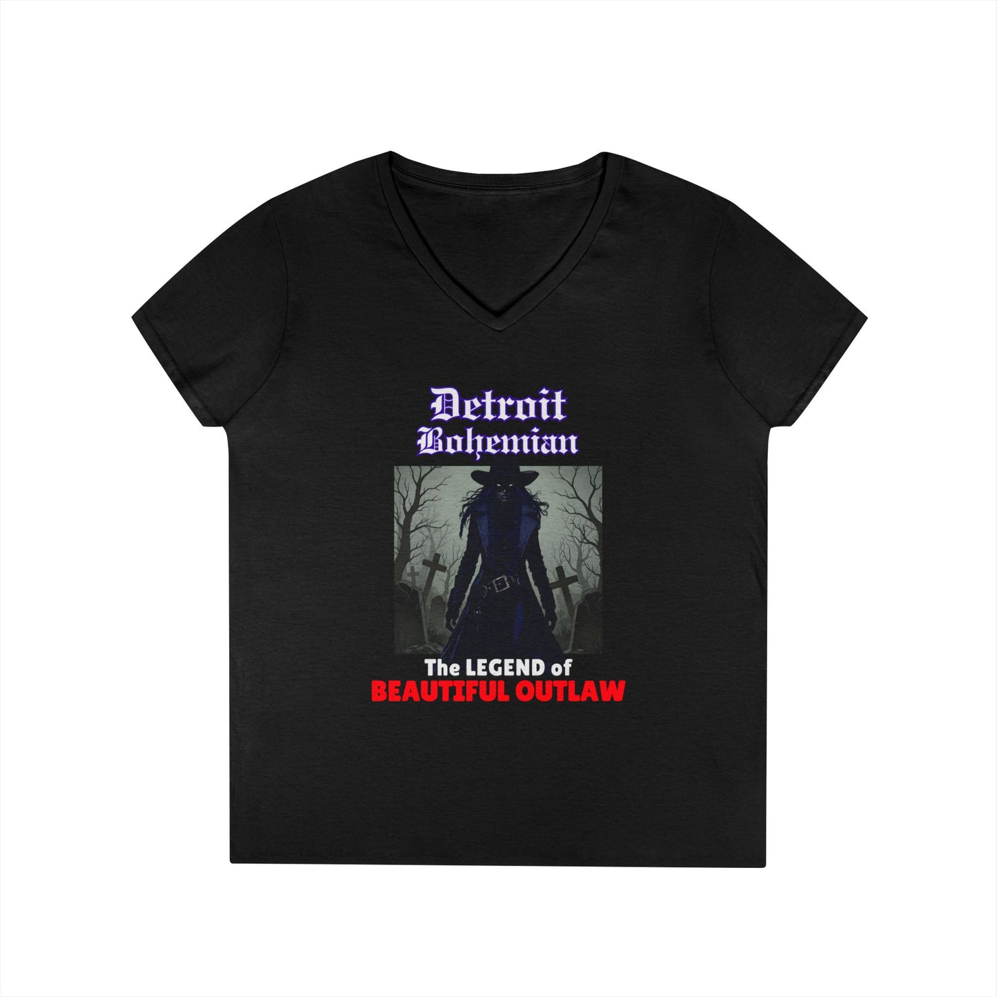 Detroit Bohemian Women's V-Neck T-Shirt - Legend of Beautiful Outlaw