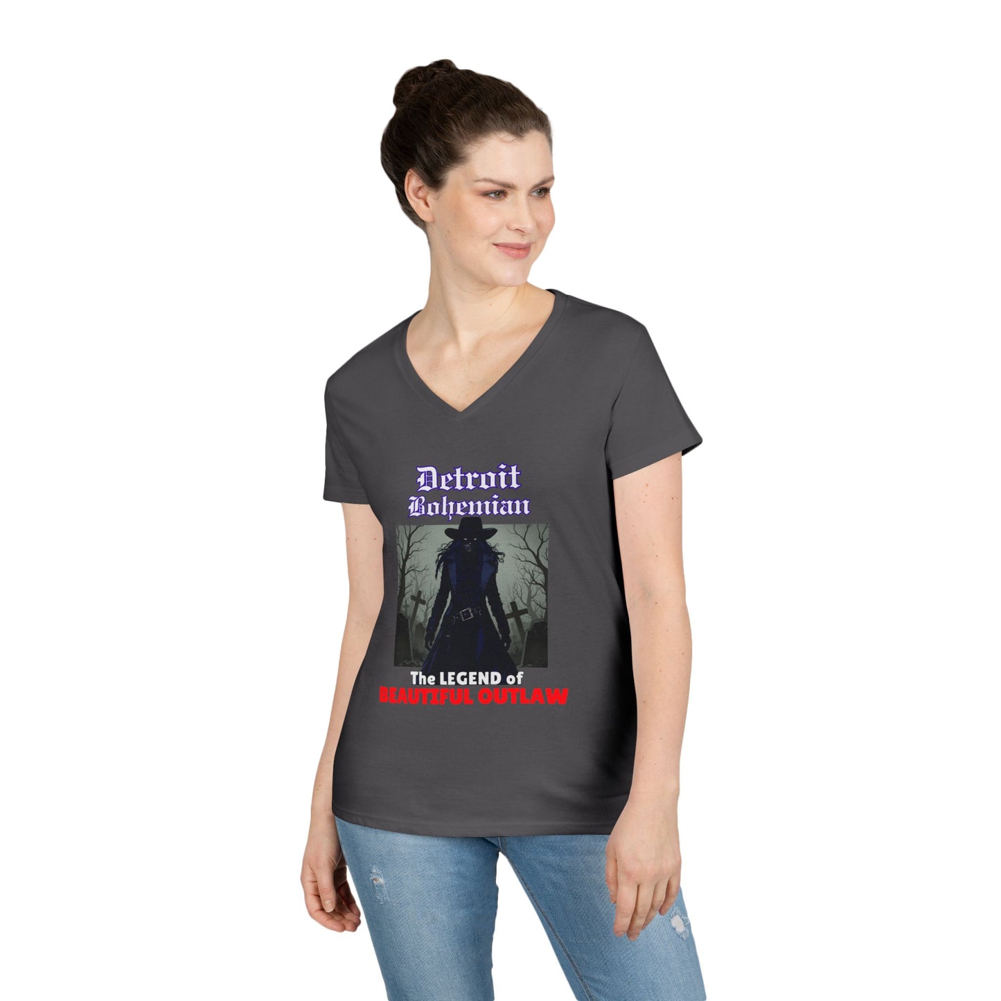 Detroit Bohemian Women's V-Neck T-Shirt - Legend of Beautiful Outlaw