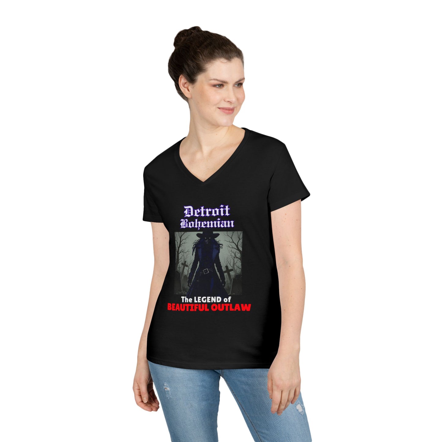 Detroit Bohemian Women's V-Neck T-Shirt - Legend of Beautiful Outlaw